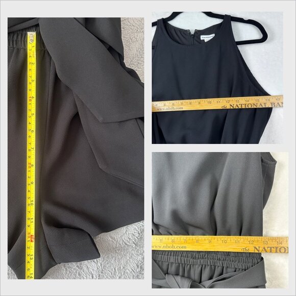 Club Monaco Black Belted Sleeveless Halter Mini Romper Sz 4 Flowy Tailored Soft - Picture 14 of 16